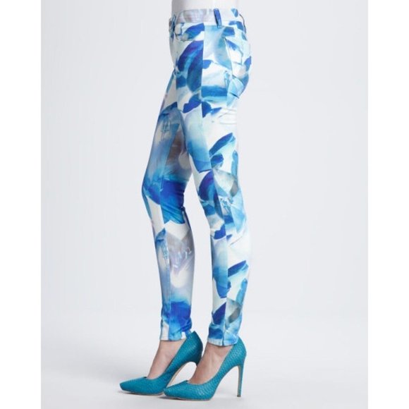 J BRAND JEANS Super Skinny BLUE ORCHID Floral Print SLIM ( 28 ) - Picture 1 of 4